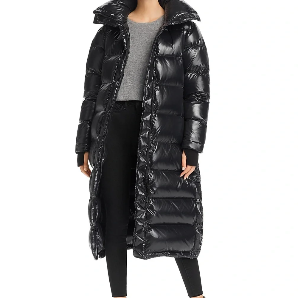 Aqua Glossy Hooded Puffer Jacket S - Picture 2 of 4